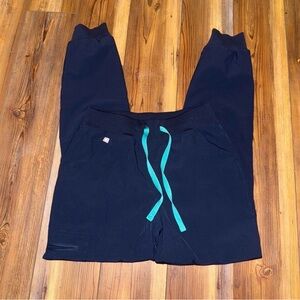 Figs scrubs navy blue double lined high rise joggers